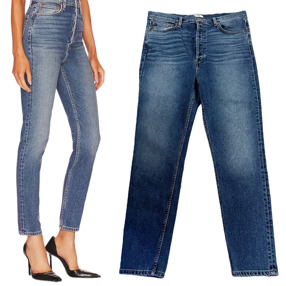 RE/DONE 90s Jeans Ultra High Rise Skinny Button Fly Denim Pants 32R Western Blue